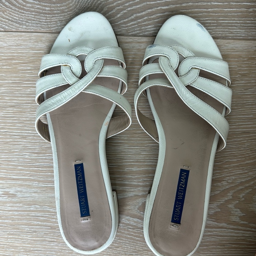 Stuart Weitzman, leather sandals, flats, slides, sz 8